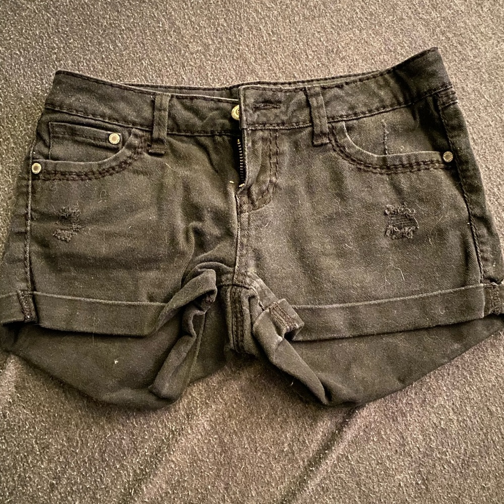 Black jean shorts